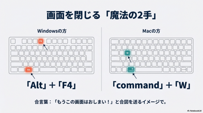 「もうこの画面はおしまい!」 とパソコンに合図を送る