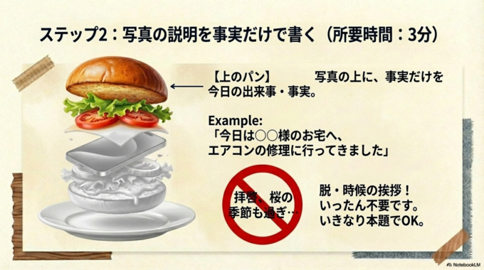 ステップ2：写真の説明を書く（3分）