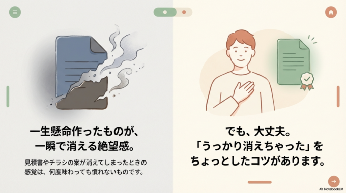 一瞬で消えてしまったときの絶望感