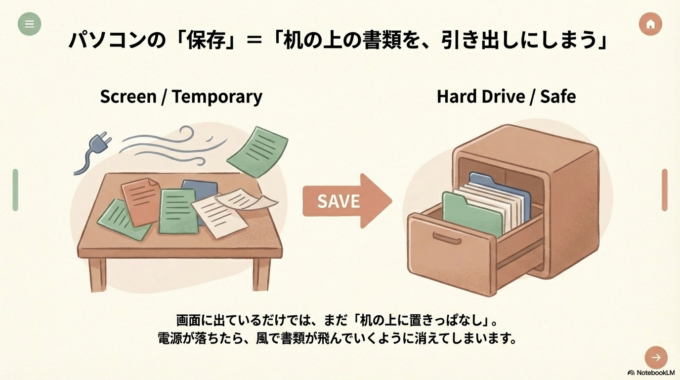 パソコンの「保存」というのは…
