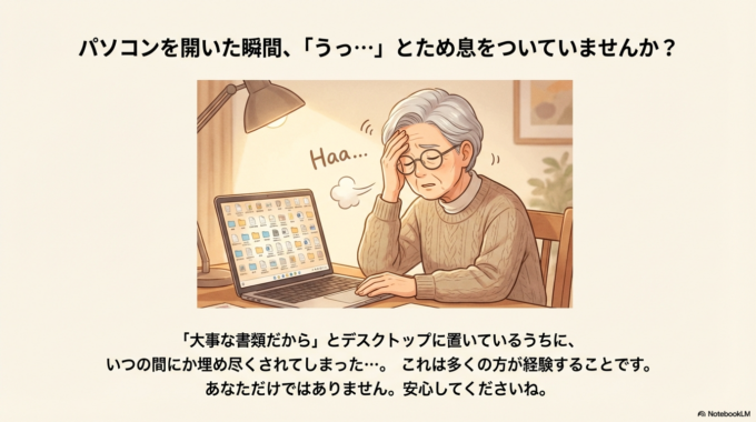 デスクトップに保存しているうちに、いつの間にか埋め尽くされてしまった…