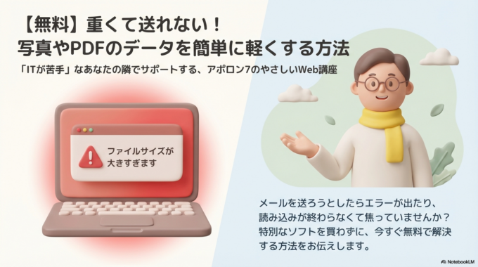 メールを送ろうとしたら「ファイルサイズが大きすぎます」とエラーが出たり、