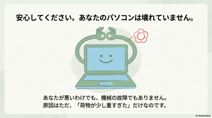 決してあなたが悪いわけでも、機械が壊れたわけでもありません。