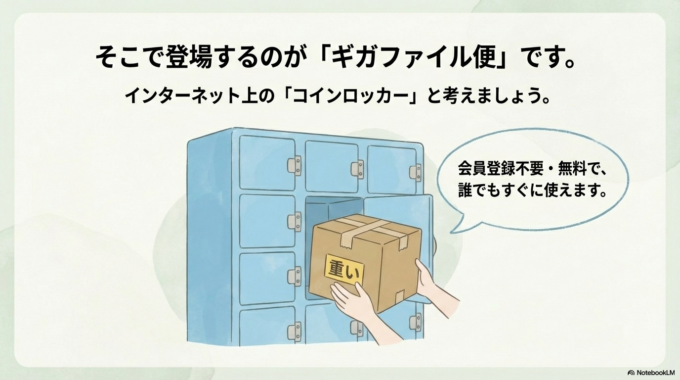 そこで登場するのが**「ギガファイル便」です。 