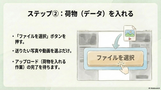 送りたい荷物（データ）を入れる