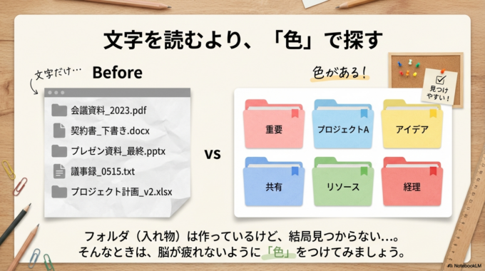 Googleドライブは、 フォルダに色をつけることができます。