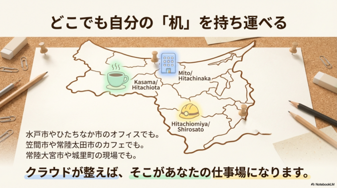  どこでも自分の「机」を持ち運べます。