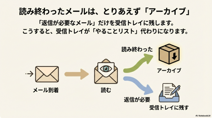 読み終わったメールは、とりあえず「アーカイブ」
