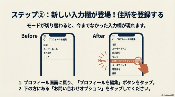 住所を「地図」として登録する