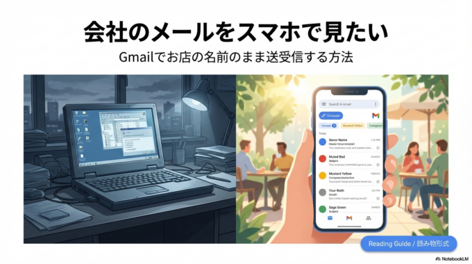 「会社のメールをスマホで見たい」Gmailでお店の名前のまま送受信する方法