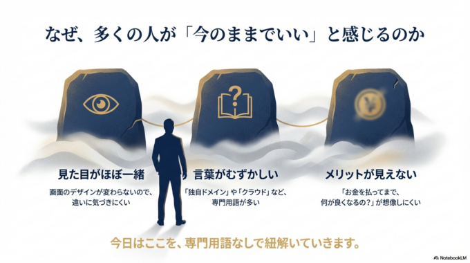「違いがよく分からない」と悩む原因は、だいたいこの3つです。