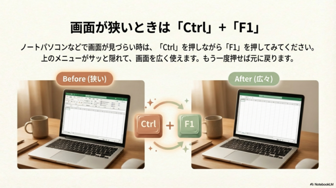 「Ctrl（コントロール）」キーを押しながら「F1」キーを押してみてください。