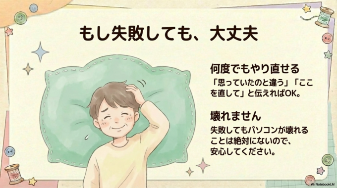 何度でもやり直せます。