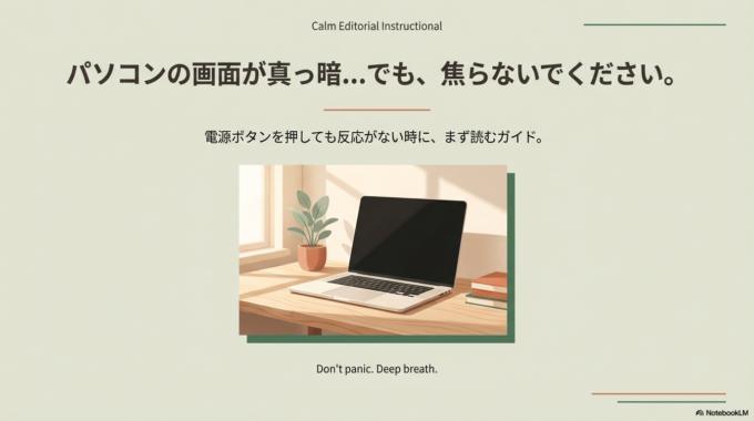 画面が真っ暗なままだと、「えっ、壊れた！？」