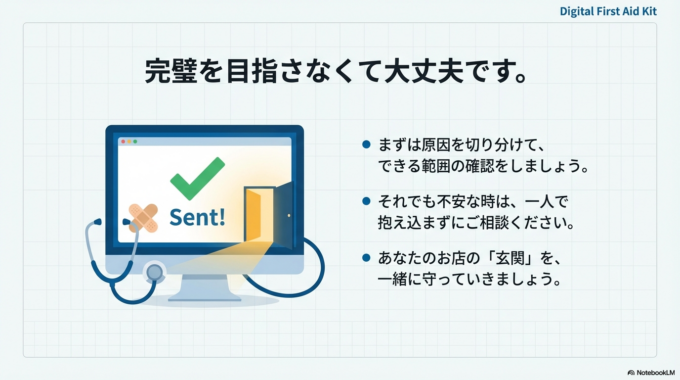 まずは原因を切り分けて、できる範囲の確認をする。それだけで十分です。