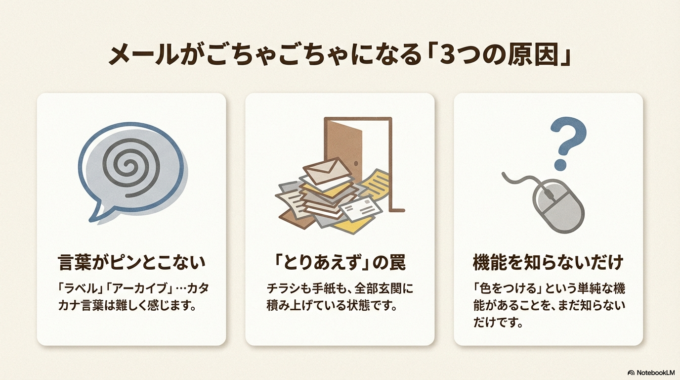 受信トレイがごちゃごちゃする原因