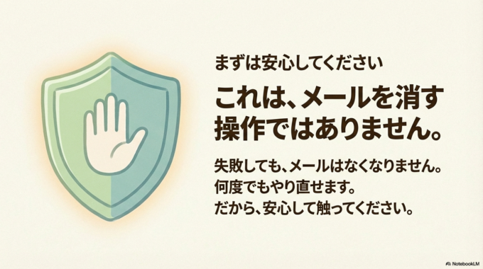 メールを別の場所へ移動させるわけではありません。ただ、目印をつけるだけです。