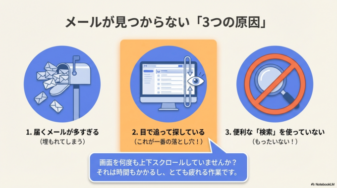 メールが見つからない3つの原因