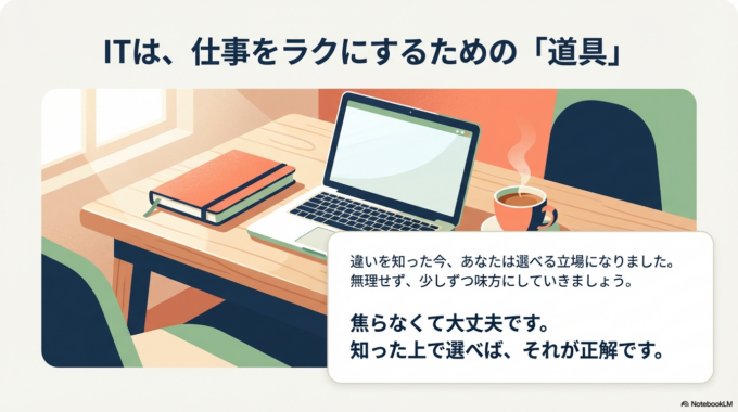 ITツールは、あなたの仕事をラクにするための道具です。
