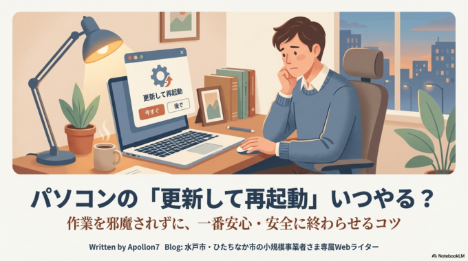 パソコンの電源を切ろうとしたとき、「更新して再起動」 