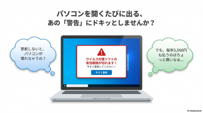 ウイルス対策ソフトの有効期限が切れます！