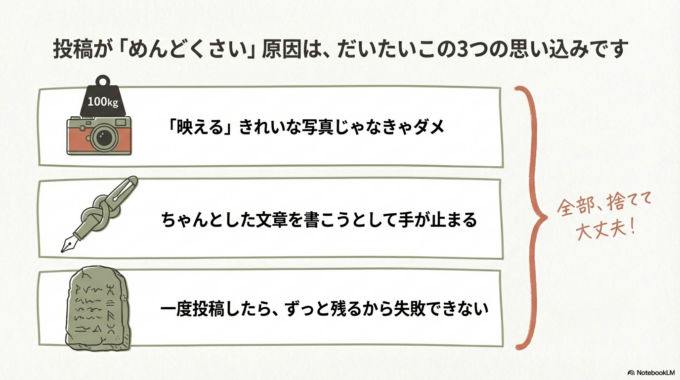 投稿が「めんどくさい」原因は、だいたいこの3つです