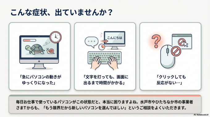 急にパソコンの動きがゆっくりになった