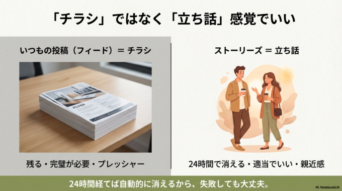 「チラシ」ではなく「立ち話」感覚