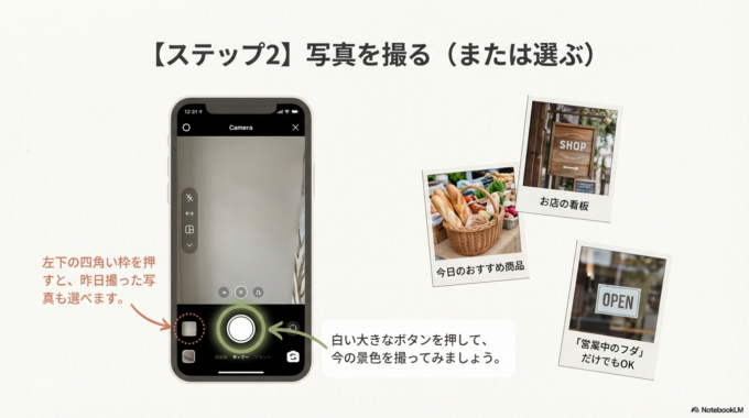 写真を撮る(または選ぶ)