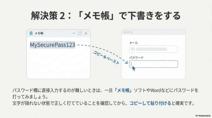 メモ帳に書いてからコピーする