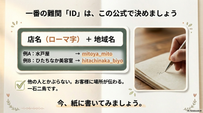 お店の「ユーザーネーム」をメモに書く