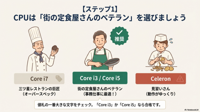 「CPU」は「Core i3」か「Core i5」で十分!
