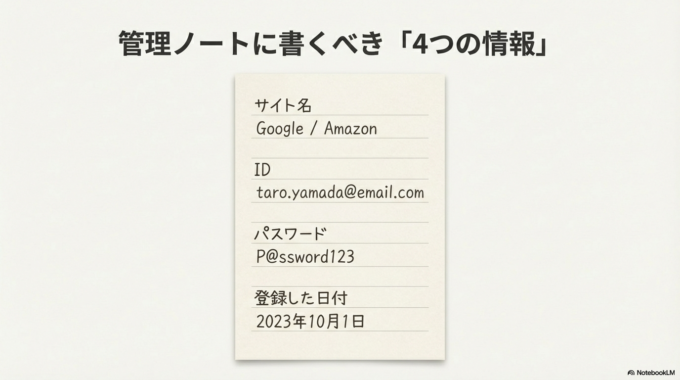 アナログな「パスワード管理ノート」を作る