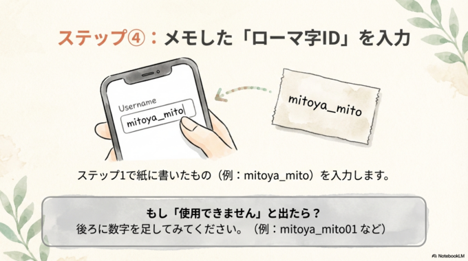 ユーザーネームの入力