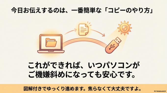 図解で安心！USBメモリへの保存ステップ