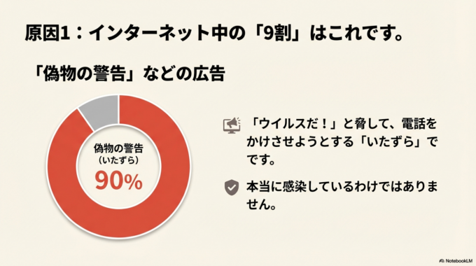 「偽物の警告」などの広告