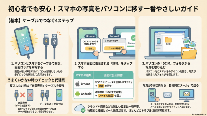 スマホの写真をパソコンに移せない！一番かんたんな方法
