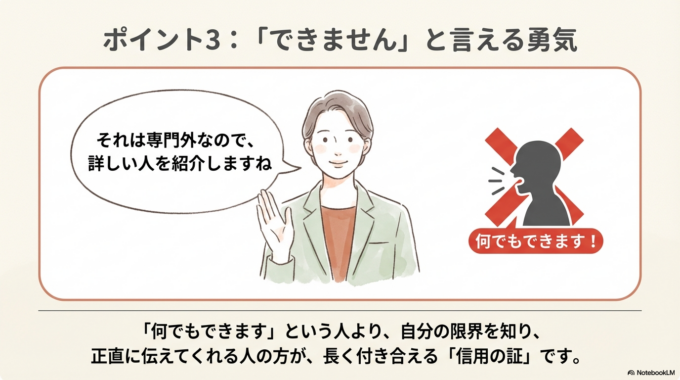 「できないこと」を正直に言ってくれる