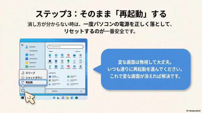 そのまま「再起動」する