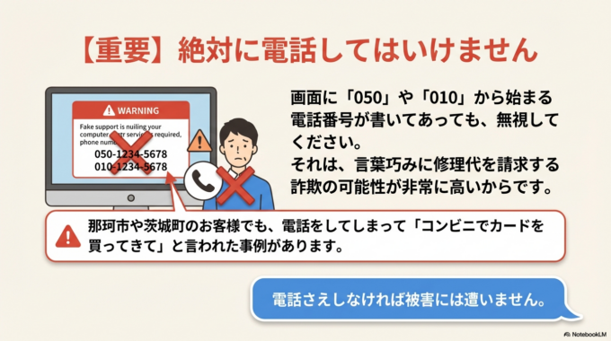 絶対に電話してはいけません。