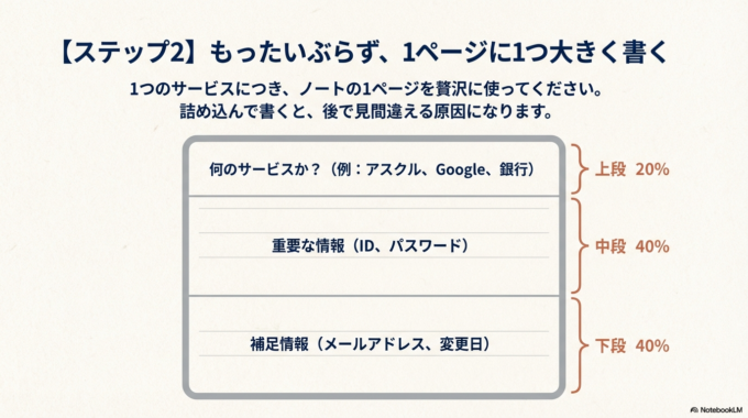 1ページに1つ、大きく書く
