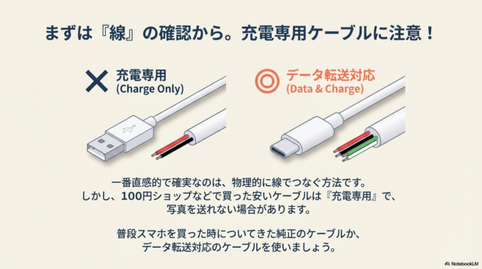 パソコンとスマホを「充電ケーブル」でつなぐ