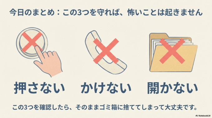 「押さない」「かけない」「開かない」