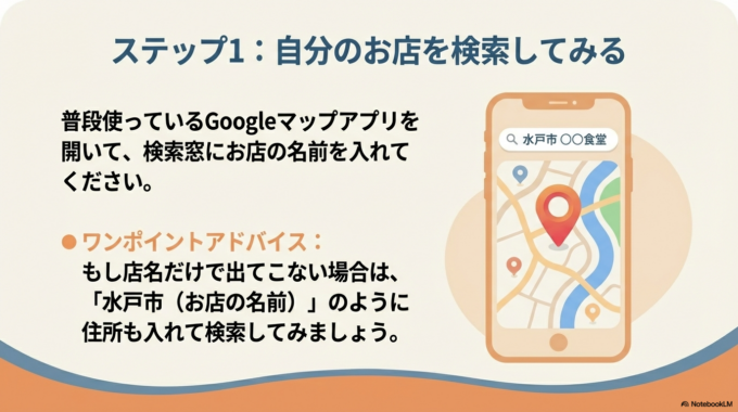 自分のお店を検索してみる