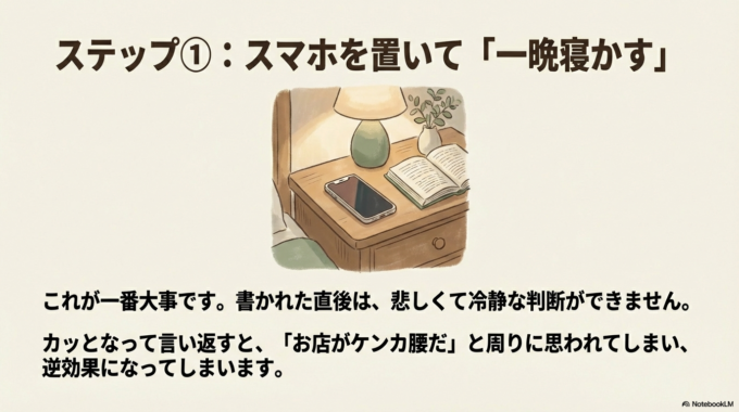 スマホを置いて「一晩寝かす」