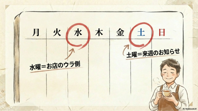 「水曜日」と「土曜日」など