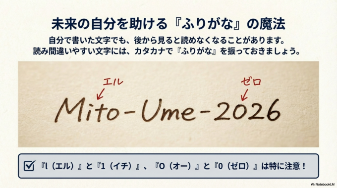 カタカナで「エル」「ゼロ」とふりがなを振っておく