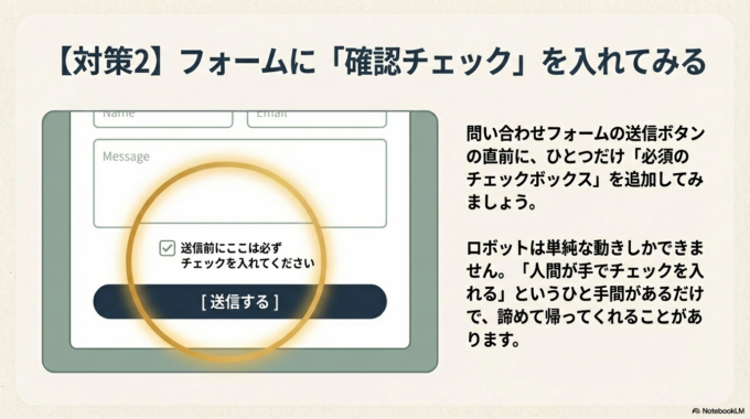 問い合わせフォームに「確認チェック」を入れる