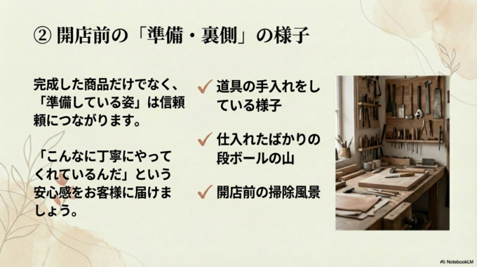 開店前の「準備・裏側」の様子
