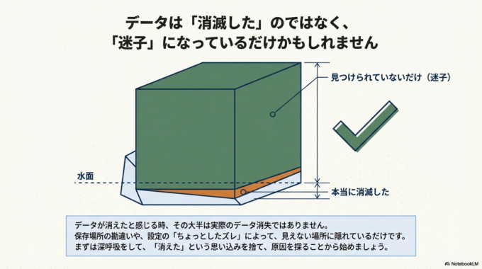 仕事の書類や写真、メモなど、大事なデータが消えてしまうと本当に焦りますよね。特にITが苦手な方ほど「何が起きたのか分からない」という不安が大きくなりがちです。